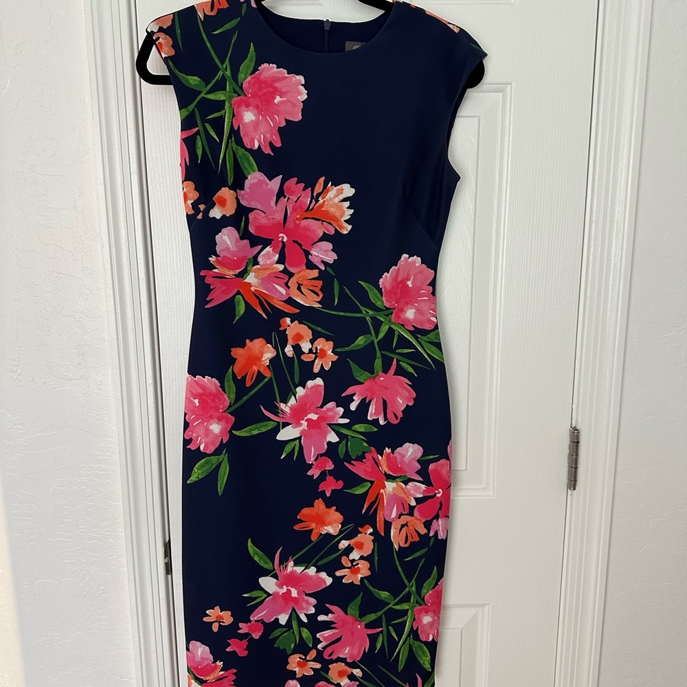 Vince Camuto Navy Dress with Pink Floral Design